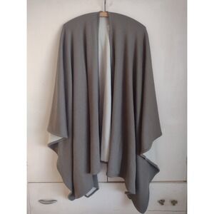 Vtg Salvatore Ferragamo Wool Cape Wrap Scarf Brown Tan Knit Quiet Luxury Classic